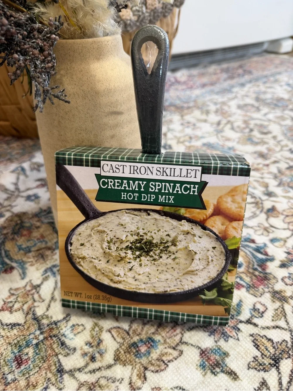 New Mini Cast Iron Skillet Gift Set with Creamy Spinach Hot Dip Mix